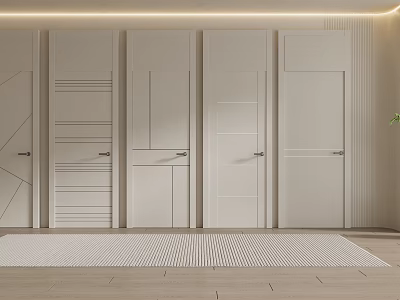 Modern Sleek Hinged Doors With Various White Designs In Interior 3d model