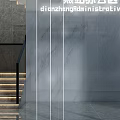 Modern Administrative Area Interior Design With Staircase Marble Wall Glass Partition And Lighting