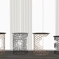 Modern Side Tables With Geometric Pattern Metal Frames And Round Tops 3d model