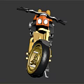 Futuristic Gold And Orange Motorcycle With Aerodynamic Frame And Shiny Wheels
