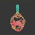 Ornate Silver Hardware Tools Pendant Featuring Intricate Leaf And Floral Patterns