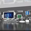 Modern University Laboratory Featuring Data Visualization Screens Experimental Equipment And Display Areas 3d model
