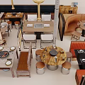 Modern Restaurant Interior With Wooden Dining Table Chair Sets And Hot Pot Plates