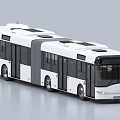 Modern Articulated White Bus with Black Windows Gray Accents and Urban Design