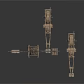 Wooden Crane Equipment Models With Hanging Boxes On White Background