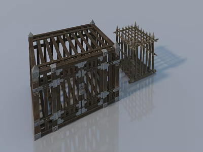 Modern Wooden Frame Sofa And Coffee Table Set With Metal Connectors Minimalist Design 3d model
