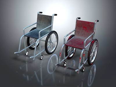 Two Silver And Red Wheelchairs As Essential Medical Equipment For Mobility Support 3d model