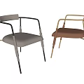Modern Dining Chairs With Metal Frame Leather Upholstered Light Gray And Brown Design