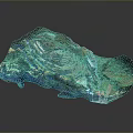 Vibrant Scenic 3D Terrain Model With Green Hills Blue Water And Detailed Structures