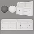 Modern Storage Furniture Set With White Cabinets Drawers And Gray White Spheres
