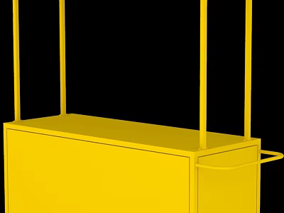 Yellow Mobile Utility Cart With Shelves And Handles For Versatile Use 3d model