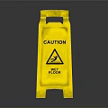 Yellow Caution Wet Floor Sign With Warning Symbol And Text