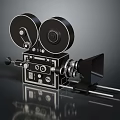 Vintage Movie Projector With Dual Film Reels Metal Body Control Knobs And Adjustable Lens