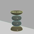 Black Modern Minimalist Side Table With Circular Top And Stacked Round Bases 3d model