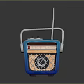 Vintage Blue Radio With Antenna Knobs Grille And Decorative Stickers