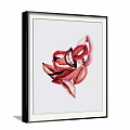 Vibrant Lips Figure Painting With Colorful Tones And White Framed
