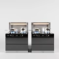 Modern Kitchen Appliances with Built in Stove Range Hood LED Lighting and Black Design