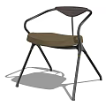 Modern Leisure Chair With Curved Armrests Black Metal Frame And Dark Green Padded Seat
