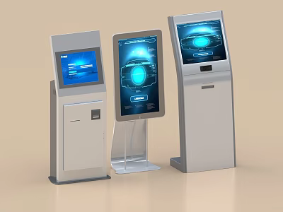 Smart Machines Self Service Kiosks With Various Designs And Touchscreen Interactive Displays 3d model