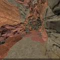 Red Rock Canyon Pathway With Natural Stone Walls And Sandy Floor