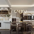Modern Living And Dining Area Interior With Sofa Dining Table Shelves And Plants