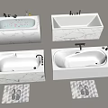 Elegant Bathtub Designs With Marble Surround Faucet And Non Slip Bath Mat