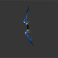 Blue Decorative Bow Design With Intricate Carvings And Taut Bowstring