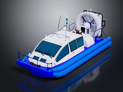 Modern Blue And White Yacht With Structural Design 3d model