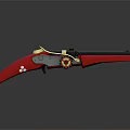 Vintage Revolver With Red Grip Gold Accents And Black Barrel Design