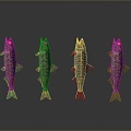 Catfish Carp Sturgeon Bass Freshwater Fish Various Carp Grass Carp Crucian Carp 3d model