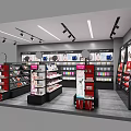 Modern Beauty Retail Store With Bright Lighting Cosmetics Shelves And Skincare Displays