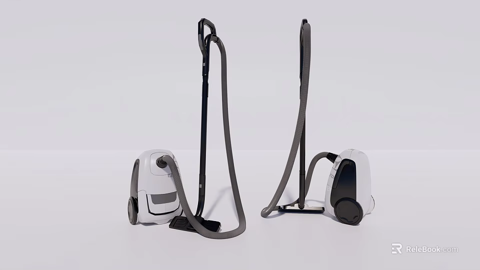 Modern Upright Vacuum Cleaners With White And Black Design For Home Use 3d model 