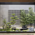 Zen Modern Courtyard Garden With Pine Trees Bamboo Rocks Moss And Lantern