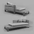 Modern Light Colored Sectional Sofa With Metal Frame And Cushioned Chaise Lounge 3d model