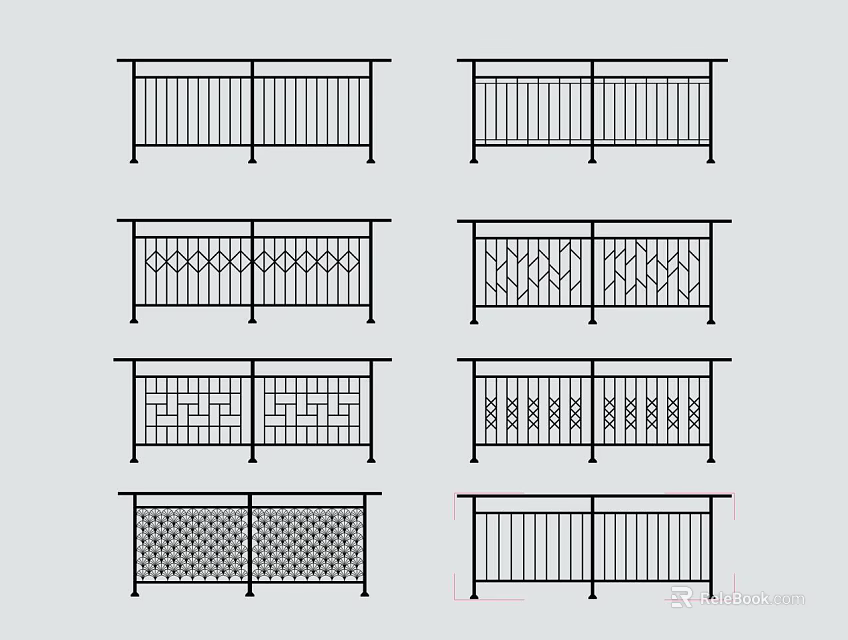 Various Decorative Fence Designs With Intricate Patterns And Classic Styles 3d model