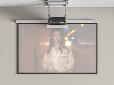 Projection Monitoring Device Mounted On Ceiling Displaying Clear Image On Screen 3d model