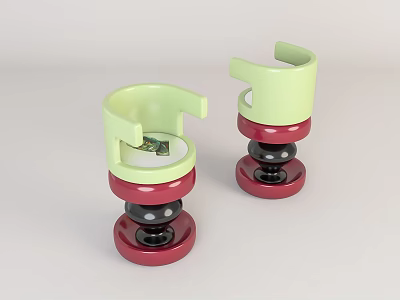 Green And Red Leisure Chair With Spring Base Layered Design Structure 3d model