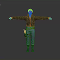 Woman In Black Jacket Blue Jeans With Brown Belt Tool Bag Arms Outstretched On Gray Background