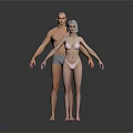 3D Rendered Male And Female Figures In Underwear Standing Together