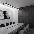 Modern Public Office Area With Glass Partitions Workstations Computers And Minimalist Design