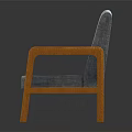 Single Sofa With Gray Fabric And Orange Wooden Arms And Legs Design