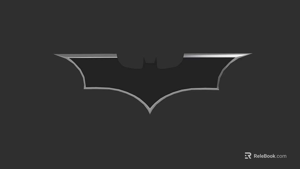 Batman Themed Weapon Design Featuring Iconic Bat Symbol With Silver Outline 3d model 