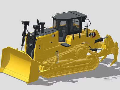 Yellow CAT Bulldozer With Functional Tracks And Blade 3d model