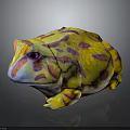 Colorful Yellow Frog Stuffed Toy With Pink And Orange Spots And Textured Surface