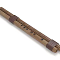 Traditional Bamboo Flute Musical Instrument With Brown Straps And Holes For Music Enthusiasts