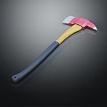 Red And Silver Axe With Yellow Black Handle On Black Background 3d model