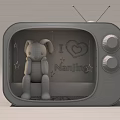 Red Vintage TV Photo Check-in Spot With Red Puppy I Love Nanjing Neon Star Decorations