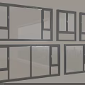 Modern Casement Windows With Gray Frames Multiple Designs And Glass Panels 3d model