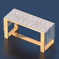Modern Wooden Frame Dining Table With Detailed Patterned Light Top Design 3d model