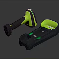 Tactical Weapon With Neon Green And Black Ergonomic Handle Grip And Base Design
